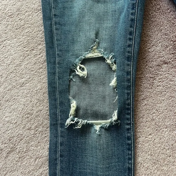 Levi’s 721 High Rise Women’s Skinny Ripped Blue Jeans Size 25 - Picture 9 of 12
